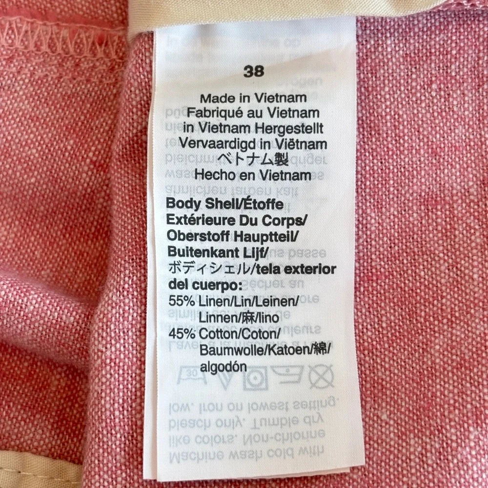 J. Crew Men’s Chino Shorts Size 38 Pink Linen Cotton Regular Fit Flat Front